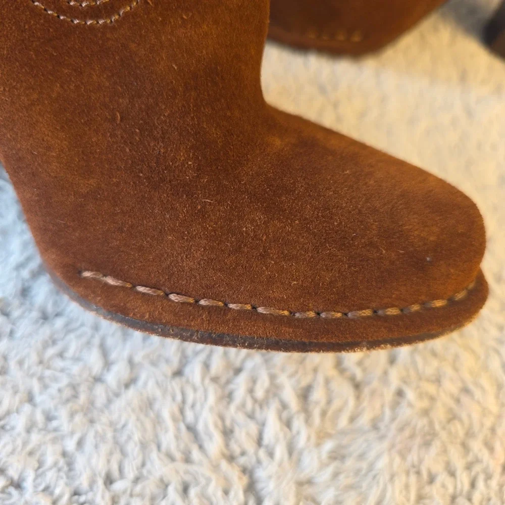 Frye Madeline Short Womens Size 6 Cognac Suede‎ Leather Western High Heel Boot